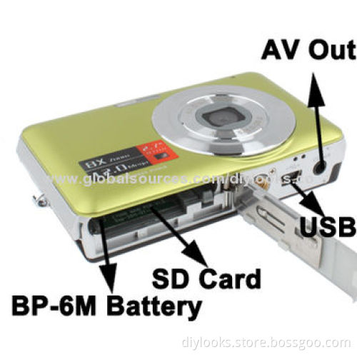 DC-E70 Yellow Green, 3.0-megapixel 8X Zoom Digital Camera with 2.7-inch TFT LCD Screen